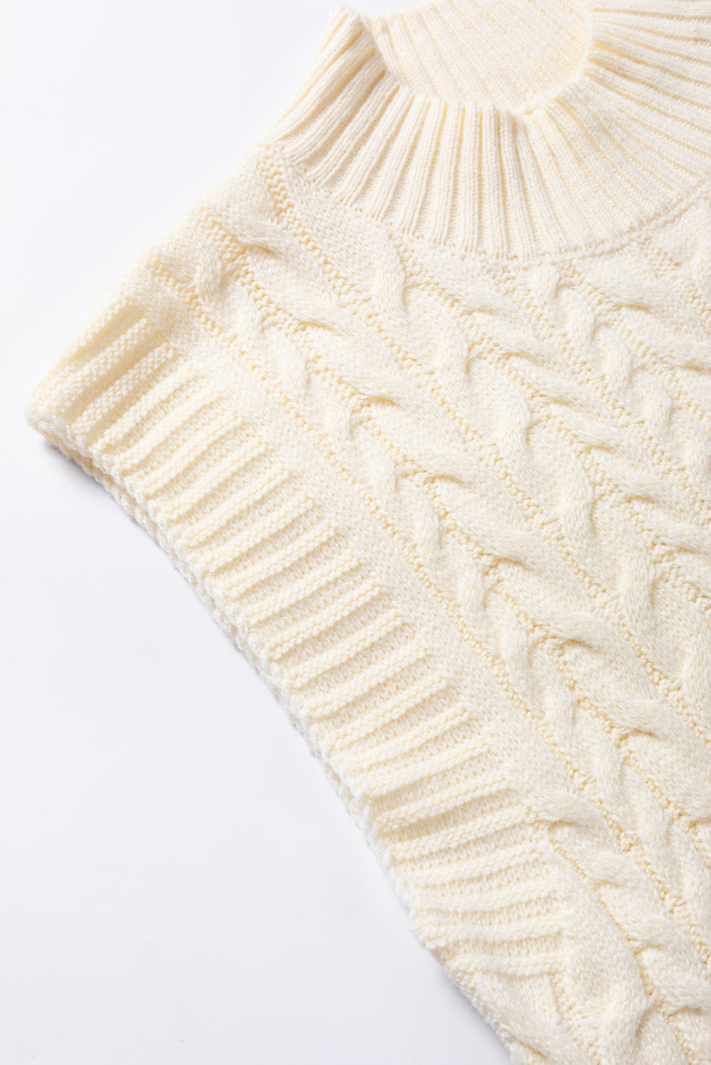 Oatmeal Cable Knit High Neck Sweater Vest - PrizQ