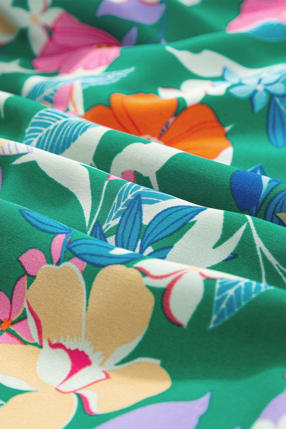 Roze mouwloze maxi-jurk met bloemenprint en ruches - PrizQ