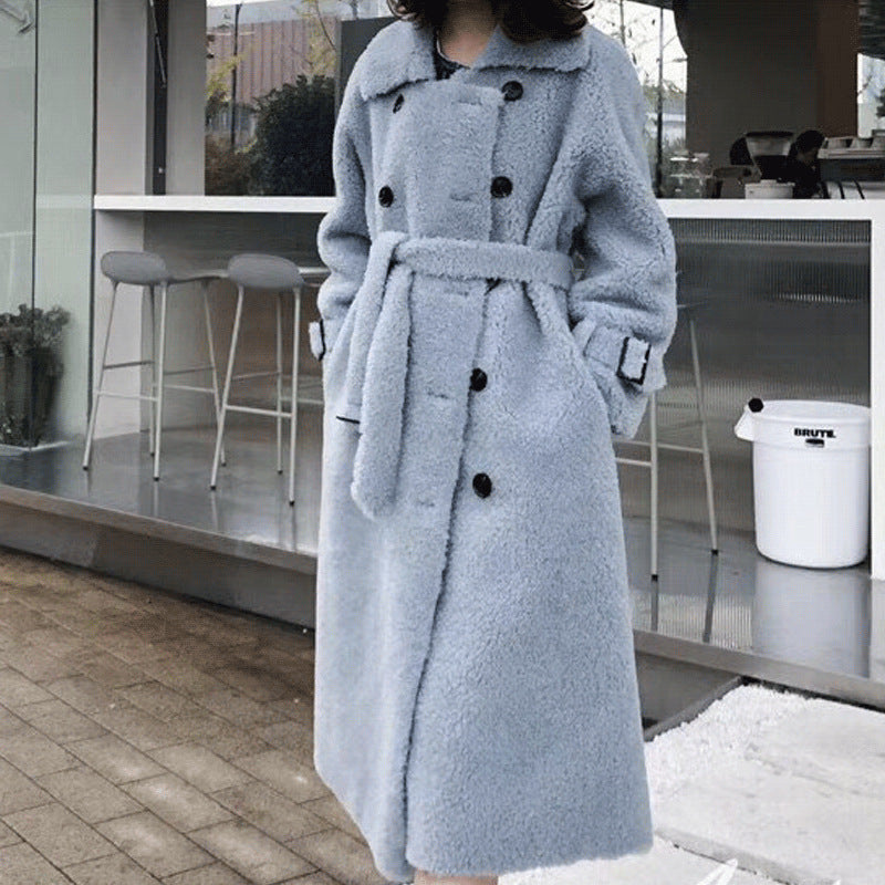 Luxe damesjas van schapenwol met grove nerf – Stijlvolle en warme leren jas voor herfst en winter - PrizQ