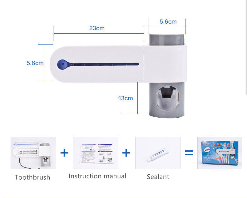 2-in-1 UV Tandenborstelhouder met Desinfectie en Automatische Tandpastahouder – Complete Set voor Tandenborstel Reiniging en Hygiëne - PrizQ