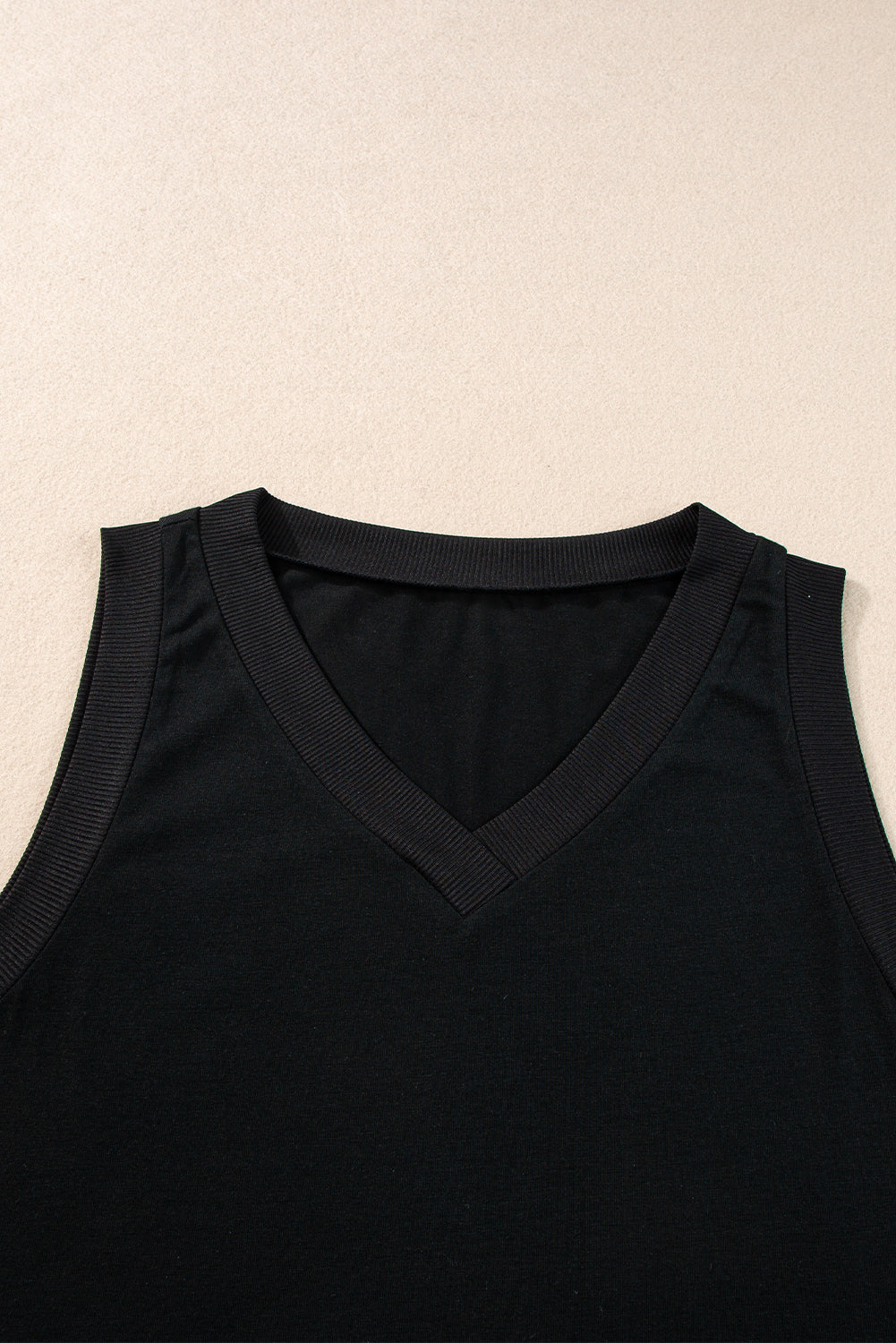 Zwarte gebreide V-hals Tanktop - PrizQ