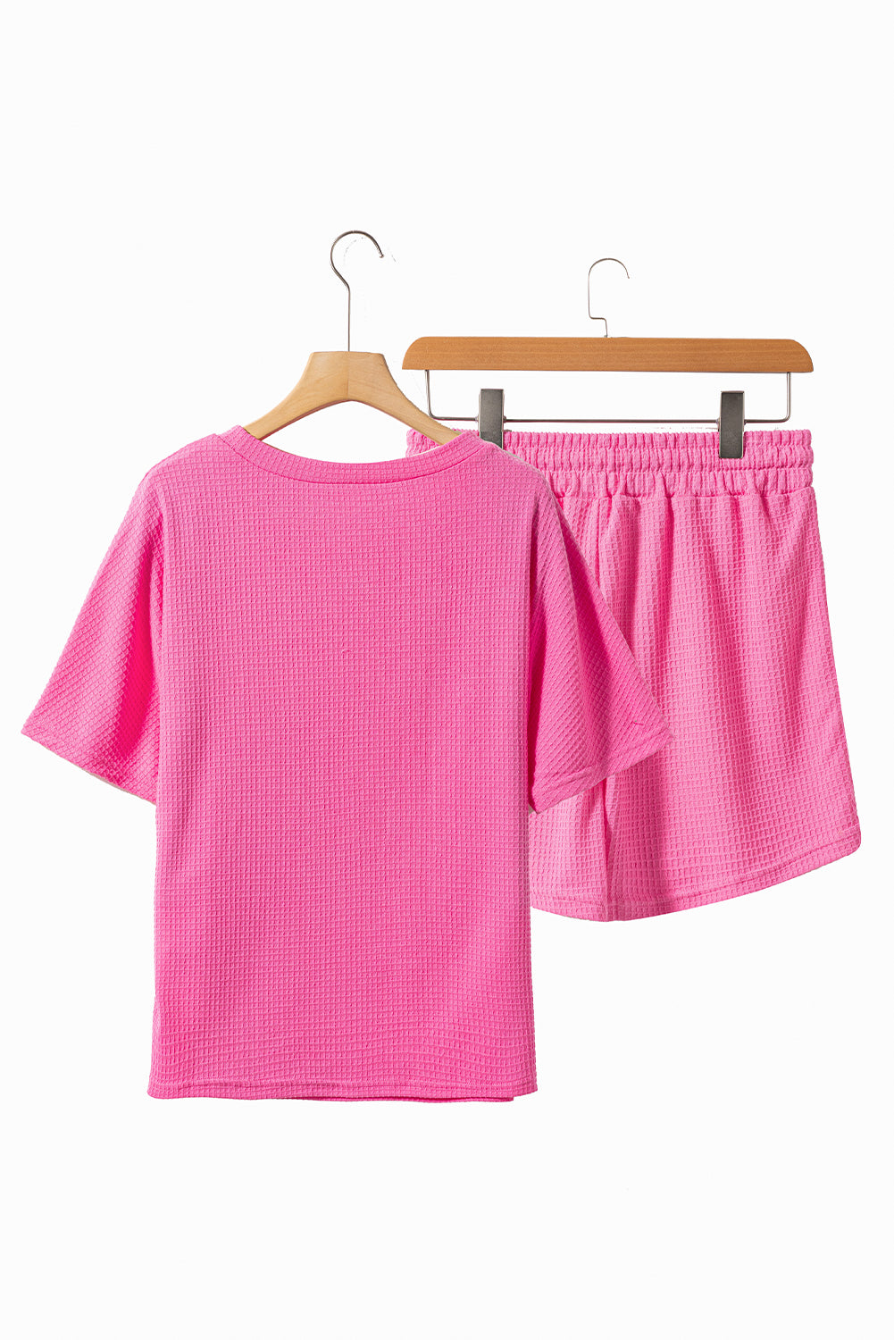 Witte casual textuur T-shirt en shorts set met trekkoord - PrizQ