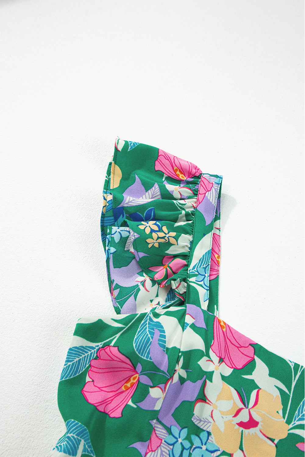 Roze mouwloze maxi-jurk met bloemenprint en ruches - PrizQ