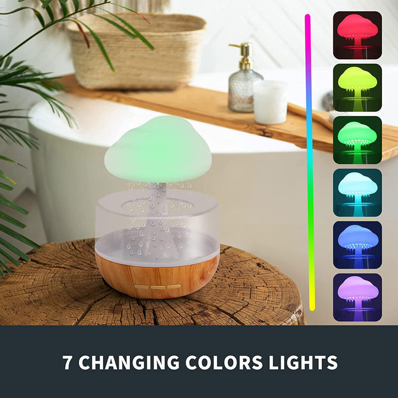 2-in-1 Desk Humidifier Rain Cloud Aromatherapy Essential Oil Zen Diffuser & Raining Cloud Night Light Mushroom Lamp - PrizQ