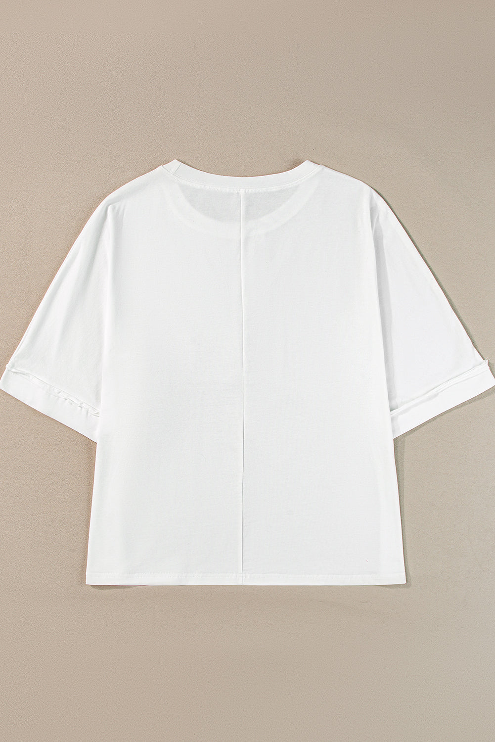 Witte MAMA T-shirt met chenille patches en ronde hals - PrizQ