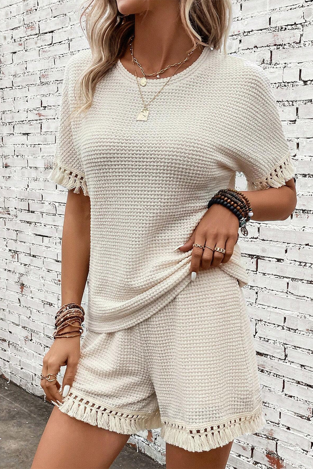 Beige kort twee-delig kledingstuk - PrizQ