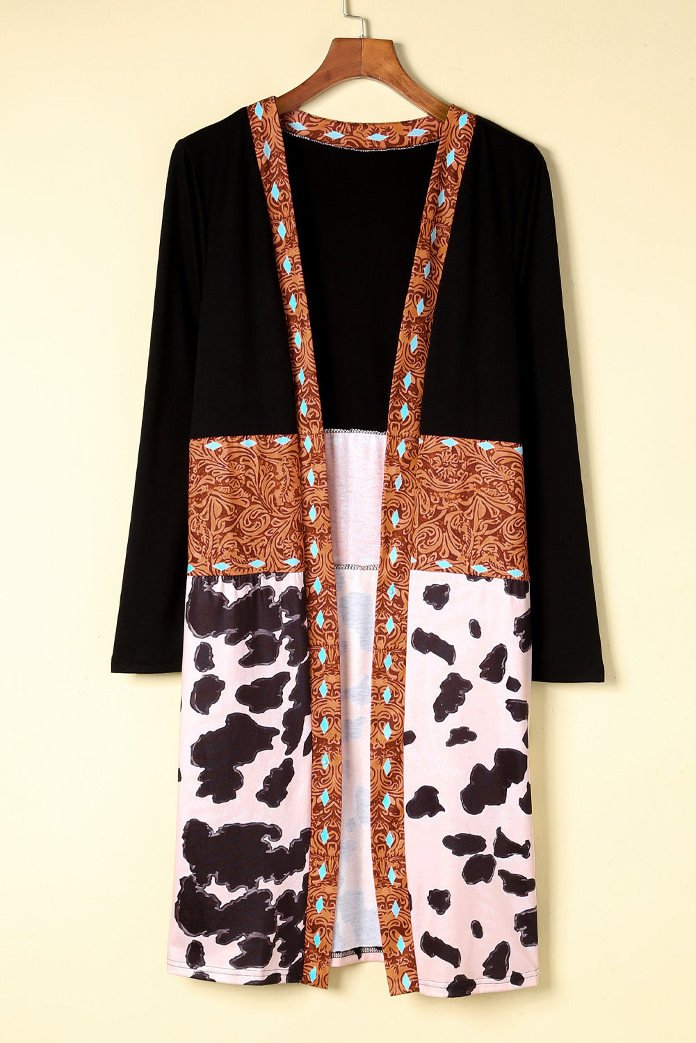 westers koeienprint patchwork vest - PrizQ