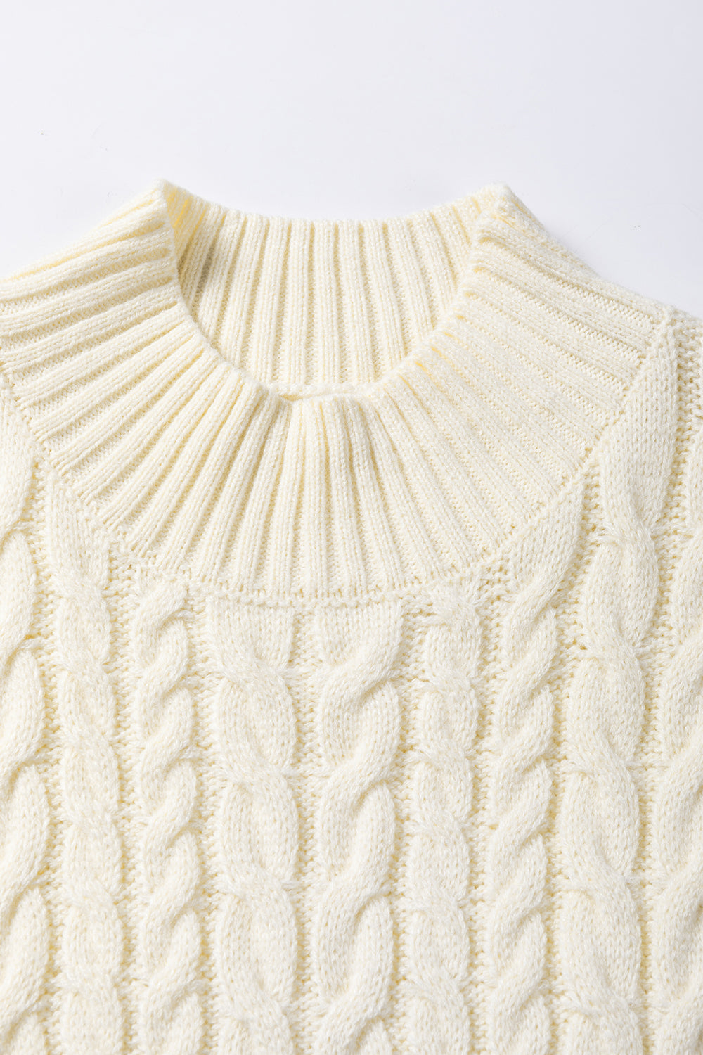 Oatmeal Cable Knit High Neck Sweater Vest - PrizQ