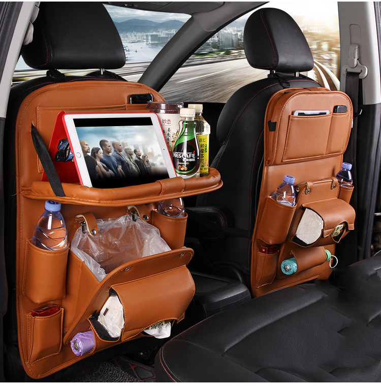 PU Leren Auto Organizer – Multifunctionele Waterdichte Stoelrug Organizer met Ophangbare Lade voor Auto-interieur - PrizQ