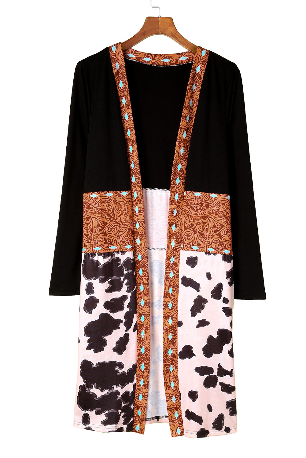westers koeienprint patchwork vest - PrizQ