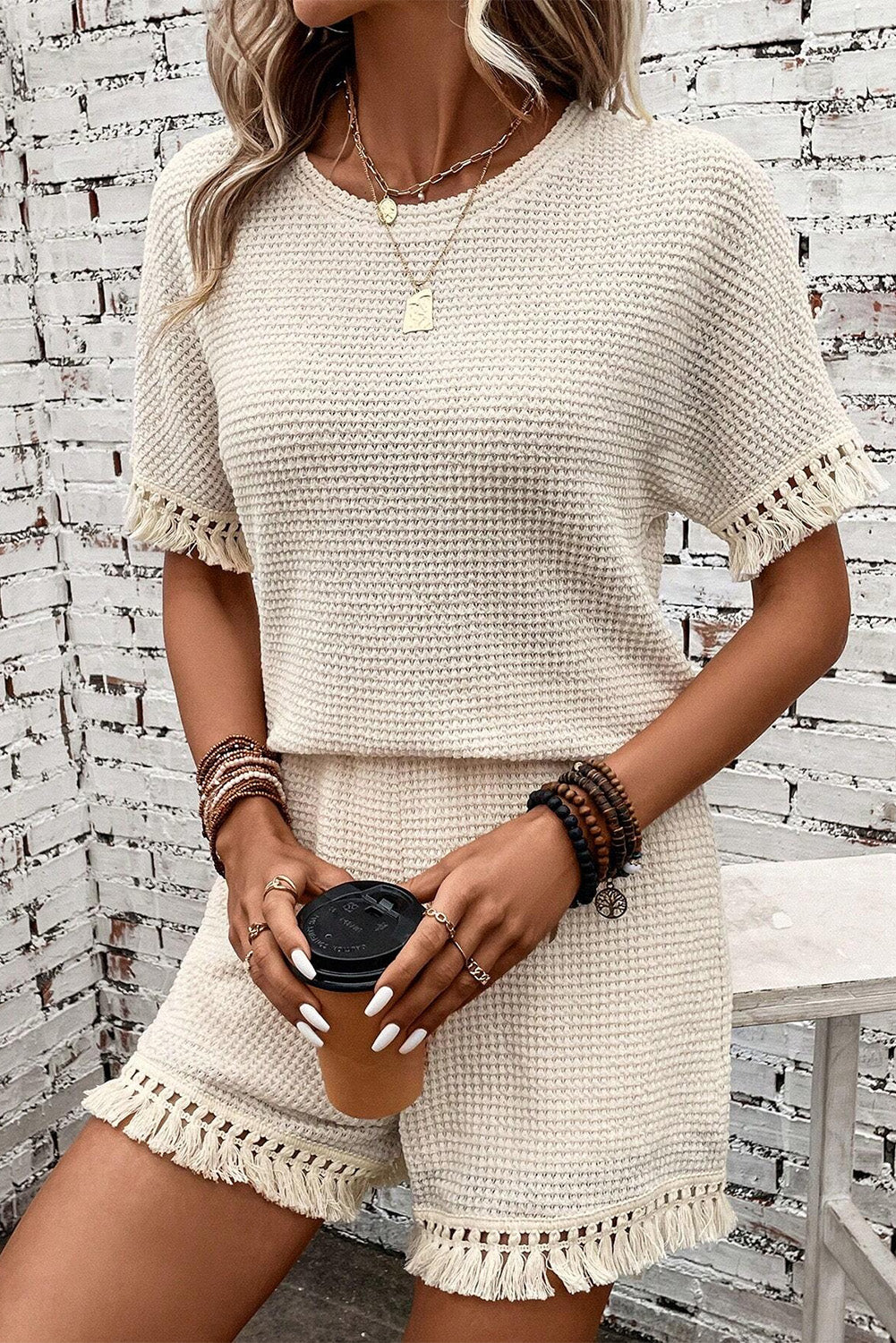 Beige kort twee-delig kledingstuk - PrizQ