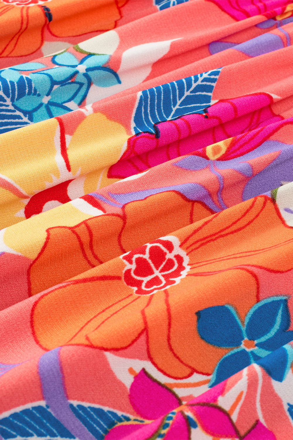 Roze mouwloze maxi-jurk met bloemenprint en ruches - PrizQ