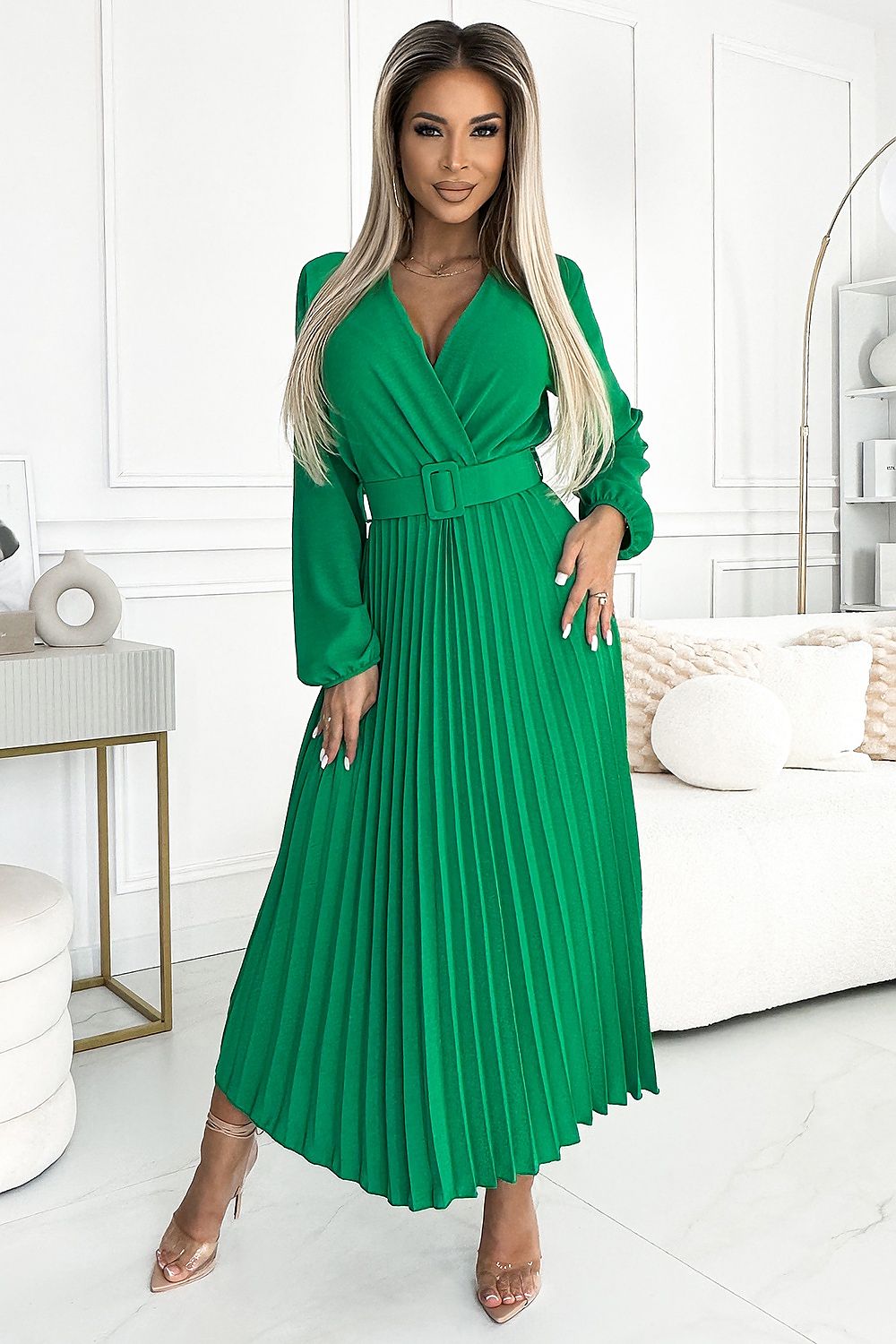 Envelophals jurk in crêpe stof – AzureWave dress in Europese productie