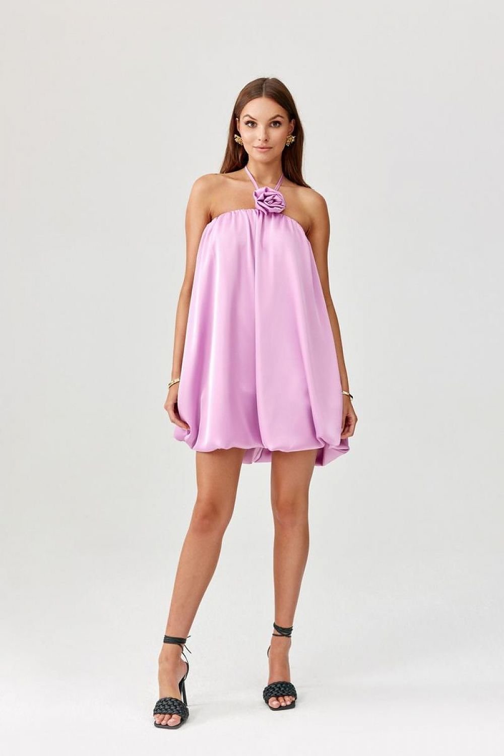 Siena Couture Bomber Dress | Satin Evening Dress with Rose Detail | Roco Fashion 197788