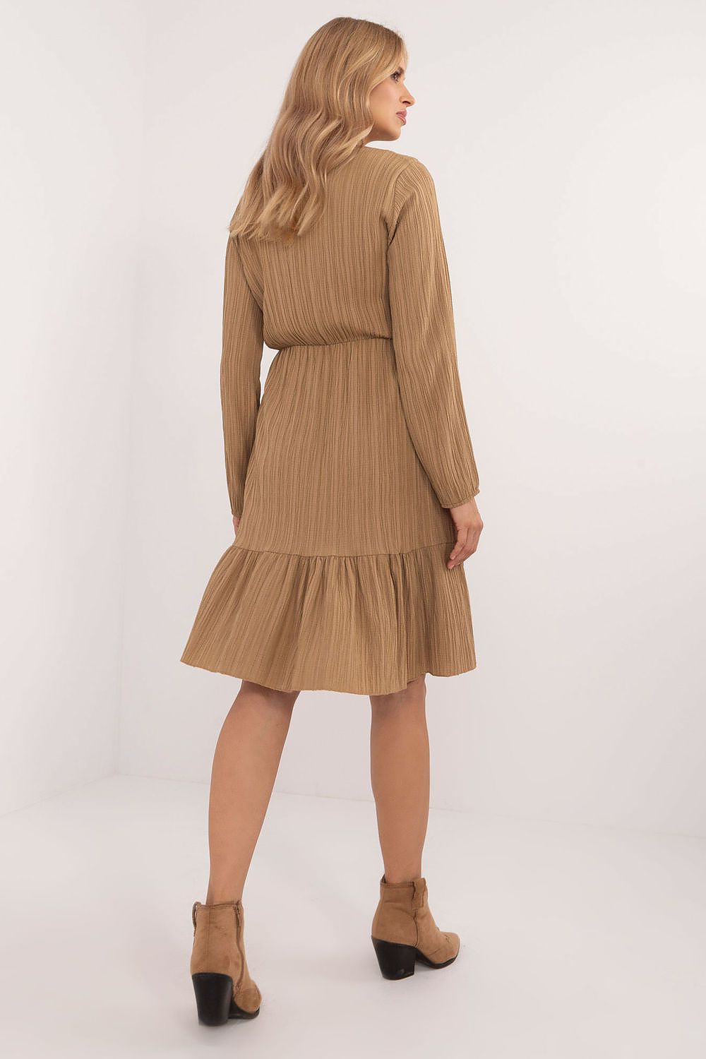 Serenity A-Line Dress – Elegante jurk met ruches en gevarieerde textuur van Och Bella, ideaal voor dagelijks gebruik