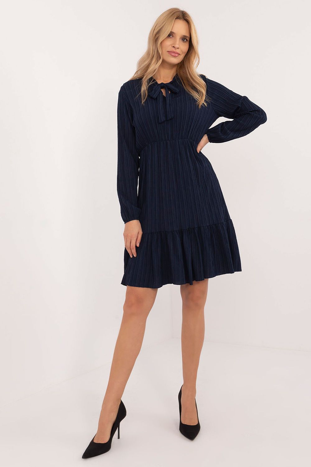 Serenity A-Line Dress – Elegante jurk met ruches en gevarieerde textuur van Och Bella, ideaal voor dagelijks gebruik