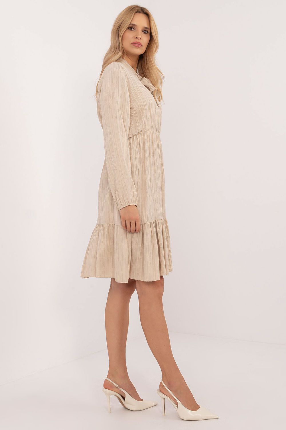 Serenity A-Line Dress – Elegante jurk met ruches en gevarieerde textuur van Och Bella, ideaal voor dagelijks gebruik