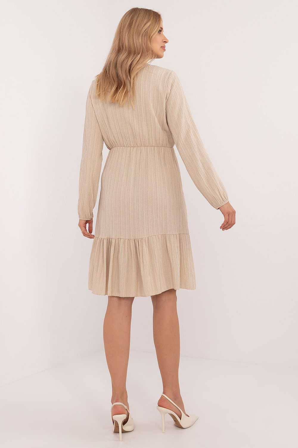 Serenity A-Line Dress – Elegante jurk met ruches en gevarieerde textuur van Och Bella, ideaal voor dagelijks gebruik