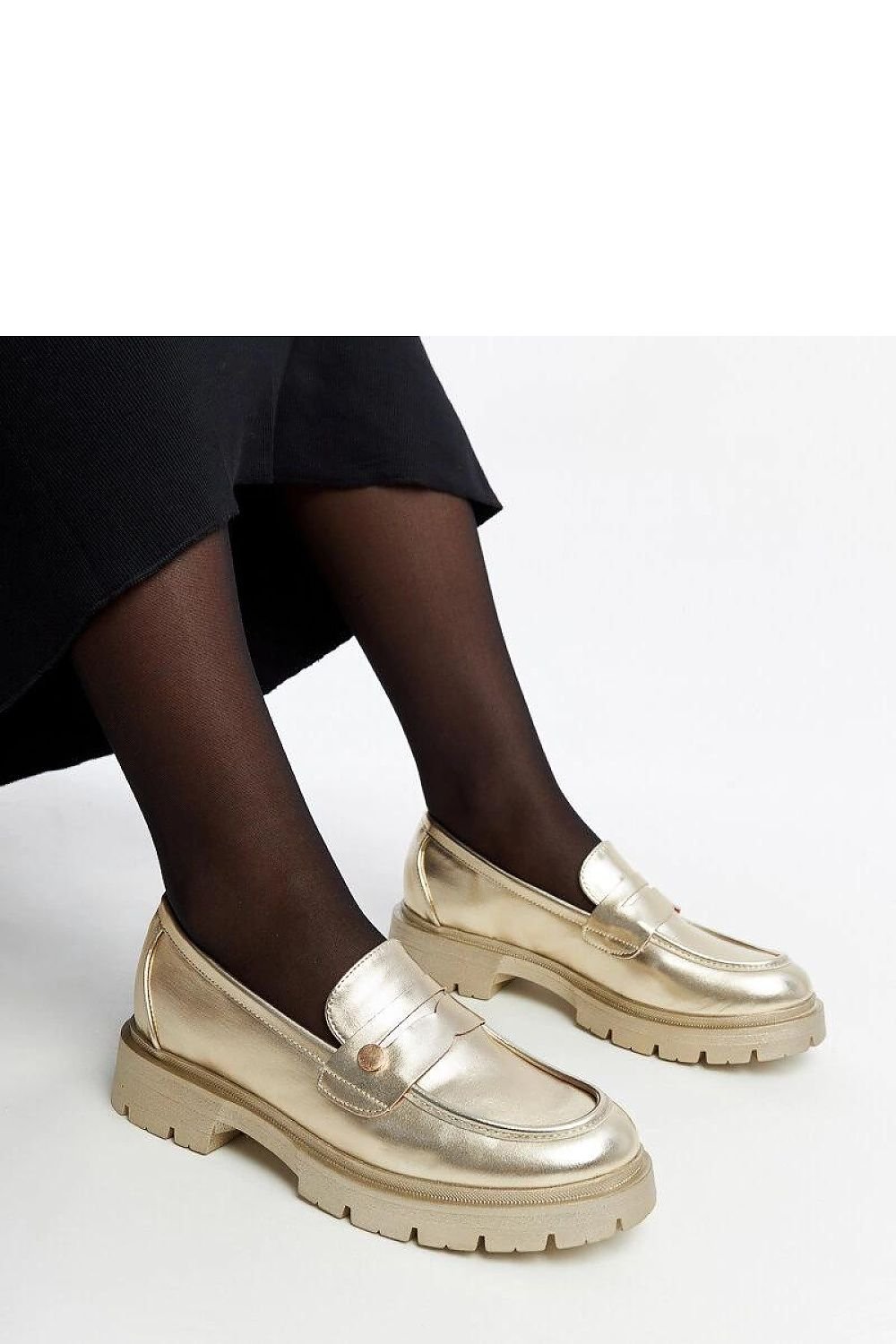 Aurora Step EcoSlides gouden mocassins dames - metallic eco-leer schoenen