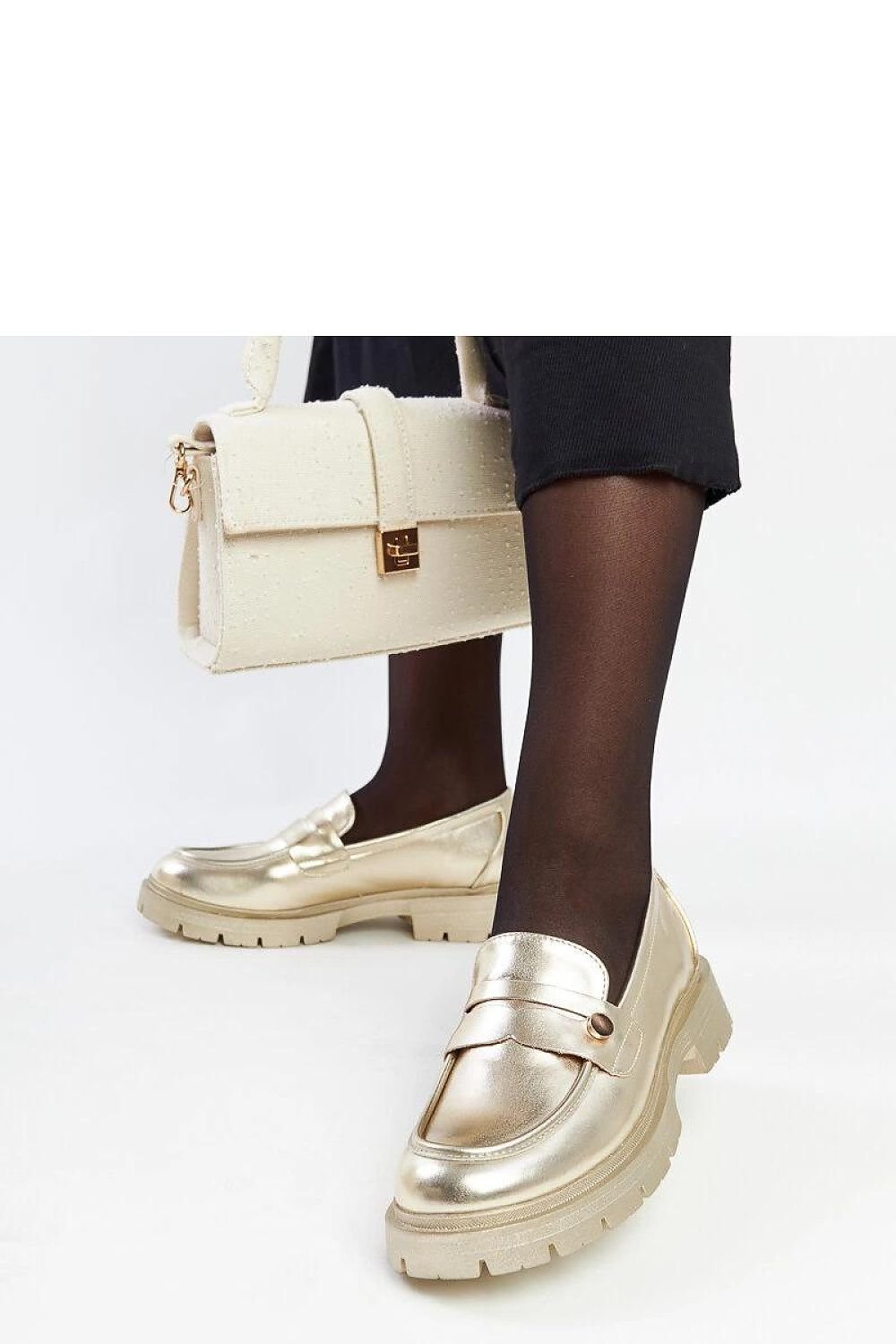 Aurora Step EcoSlides gouden mocassins dames - metallic eco-leer schoenen