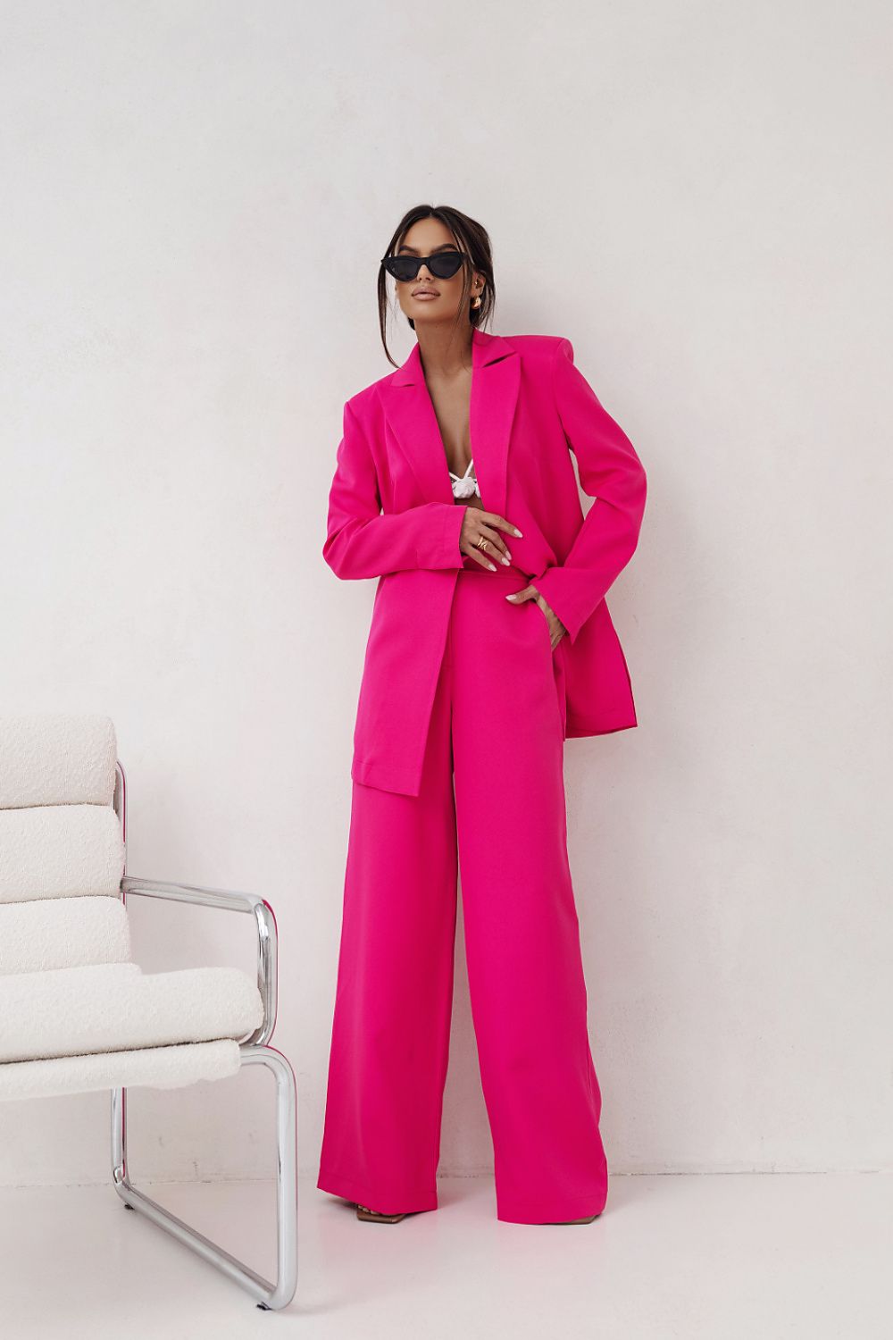 Fuchsia Royale Set elegant fuchsia damespak met blazer en pantalon