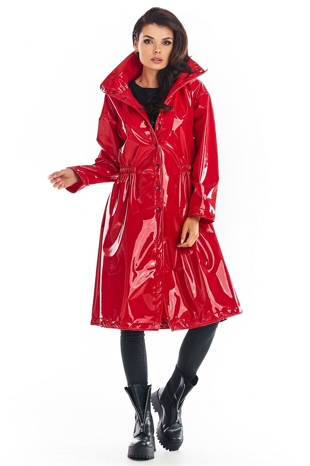 Vinyl Allure Luxe Lange Jas voor Vrouwen – Stijlvolle Vinyl Coat voor Elk Seizoen - PrizQ