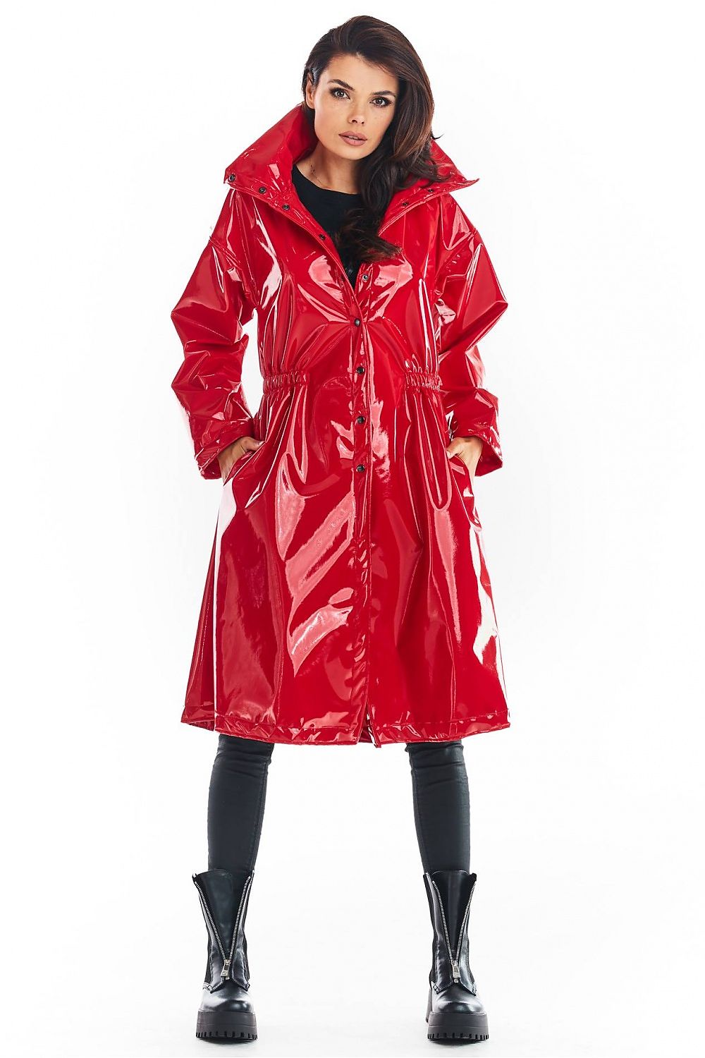 Vinyl Allure Luxe Lange Jas voor Vrouwen – Stijlvolle Vinyl Coat voor Elk Seizoen - PrizQ