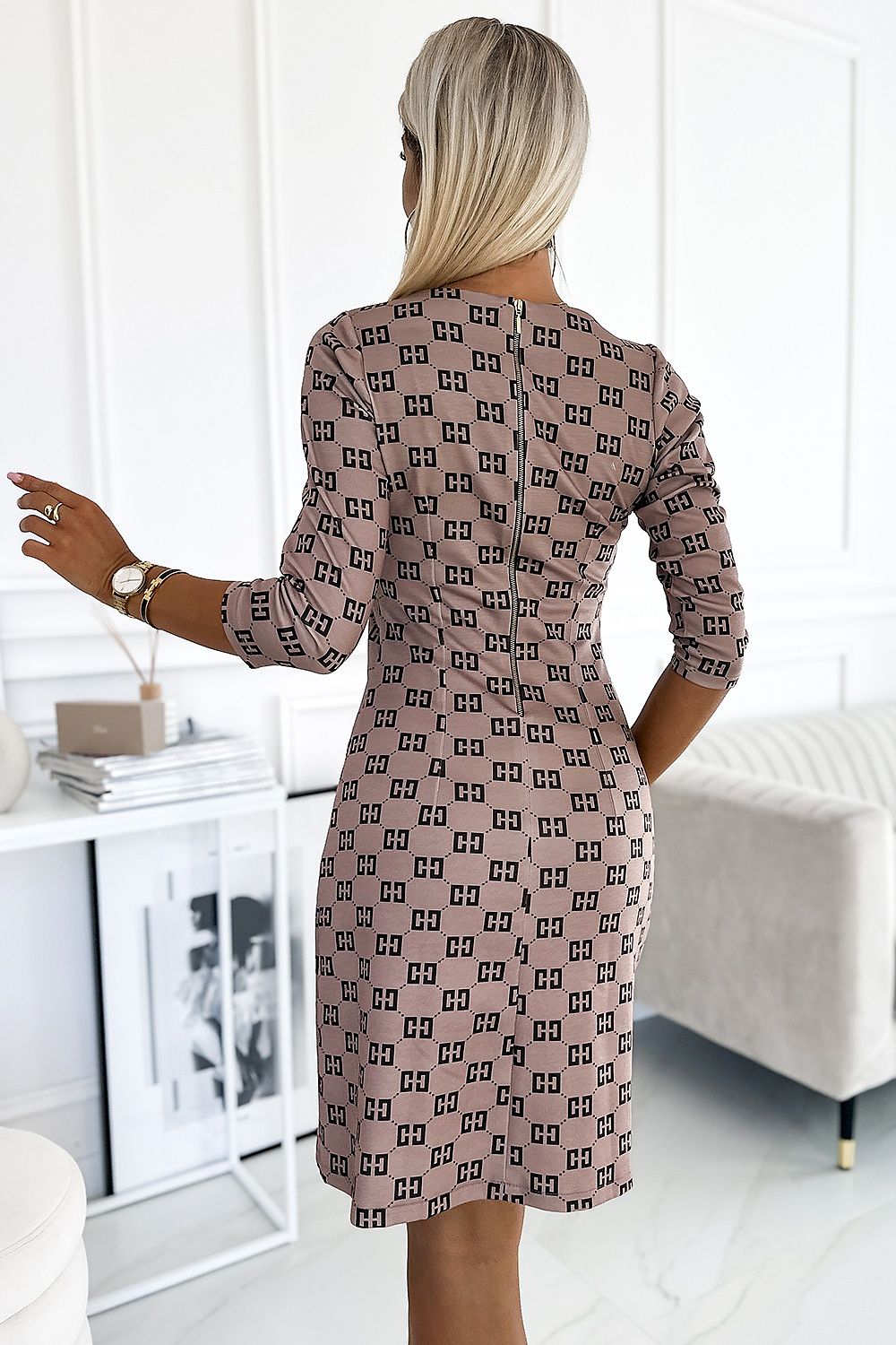 Elegante dagjurk voor casual en chic - Beige 2 jurk met elastische pasvorm