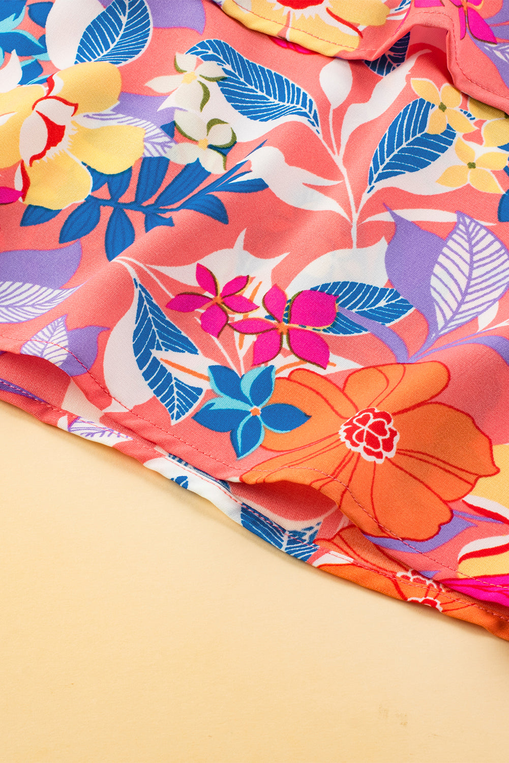Roze mouwloze maxi-jurk met bloemenprint en ruches - PrizQ