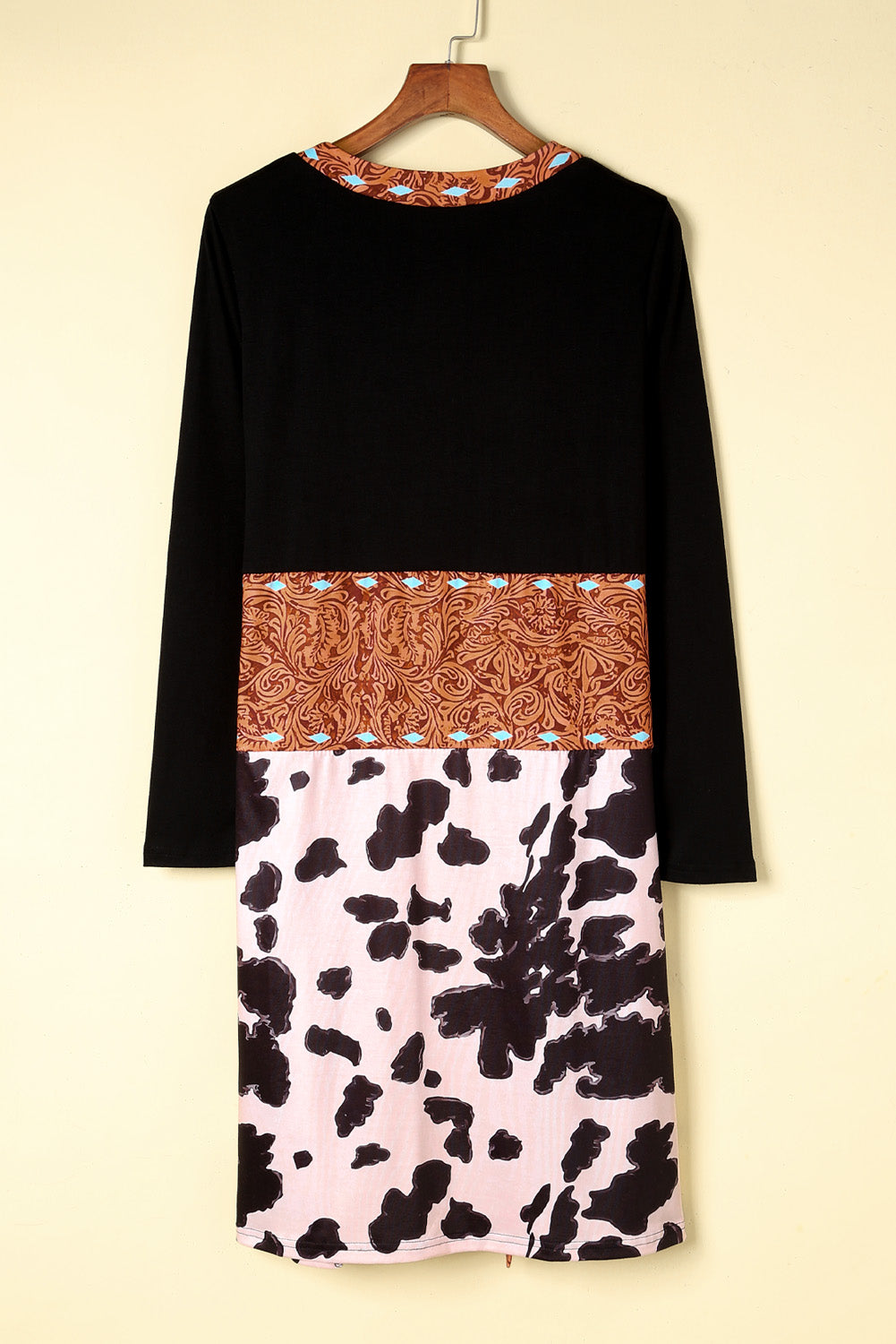 westers koeienprint patchwork vest - PrizQ
