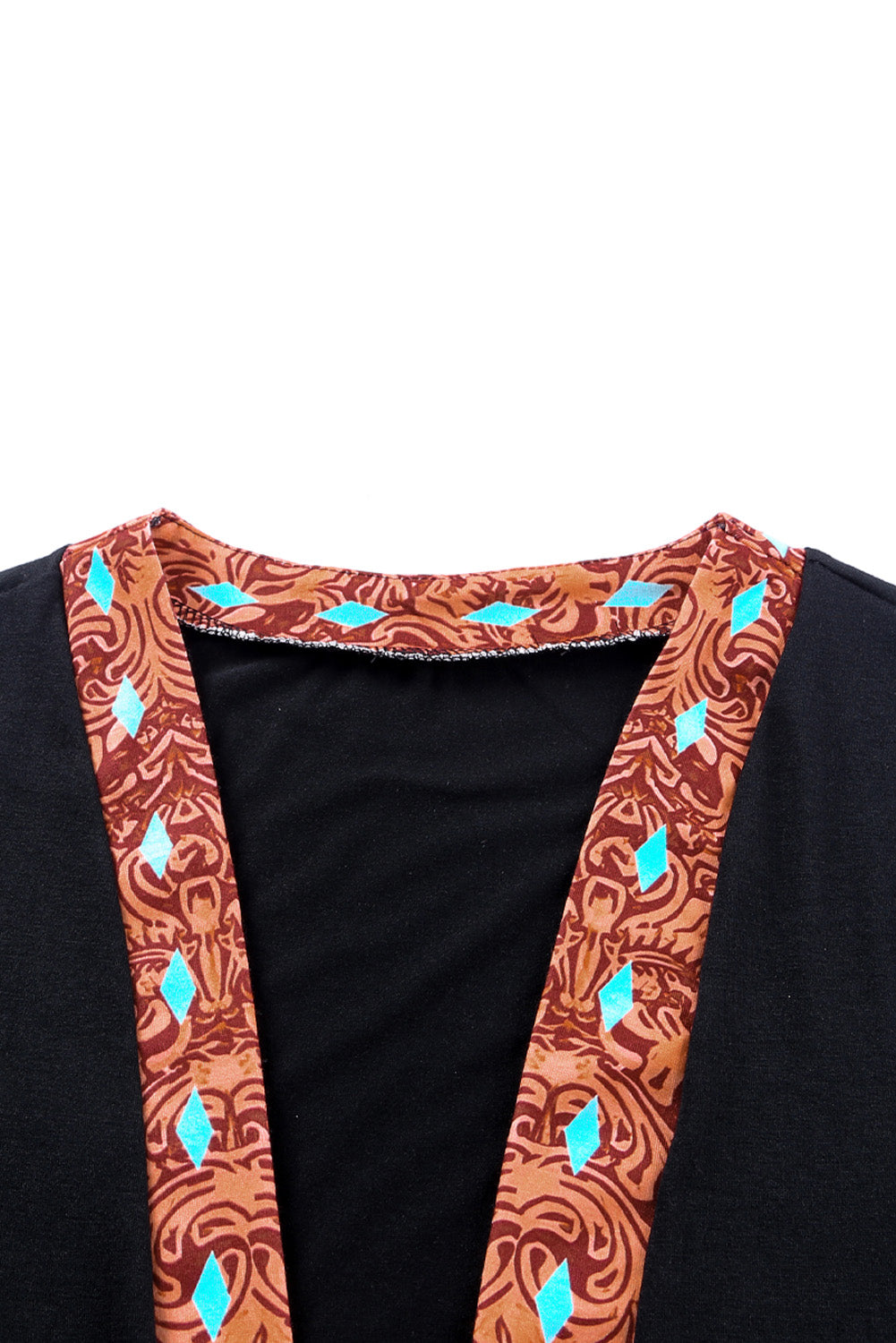 westers koeienprint patchwork vest - PrizQ