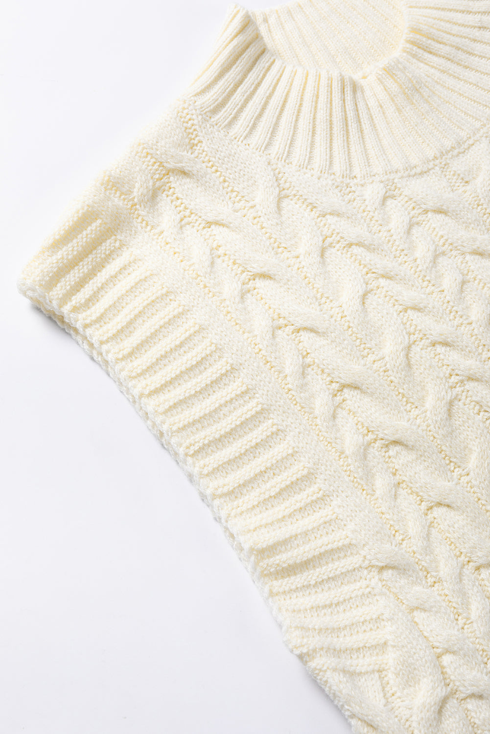Oatmeal Cable Knit High Neck Sweater Vest - PrizQ