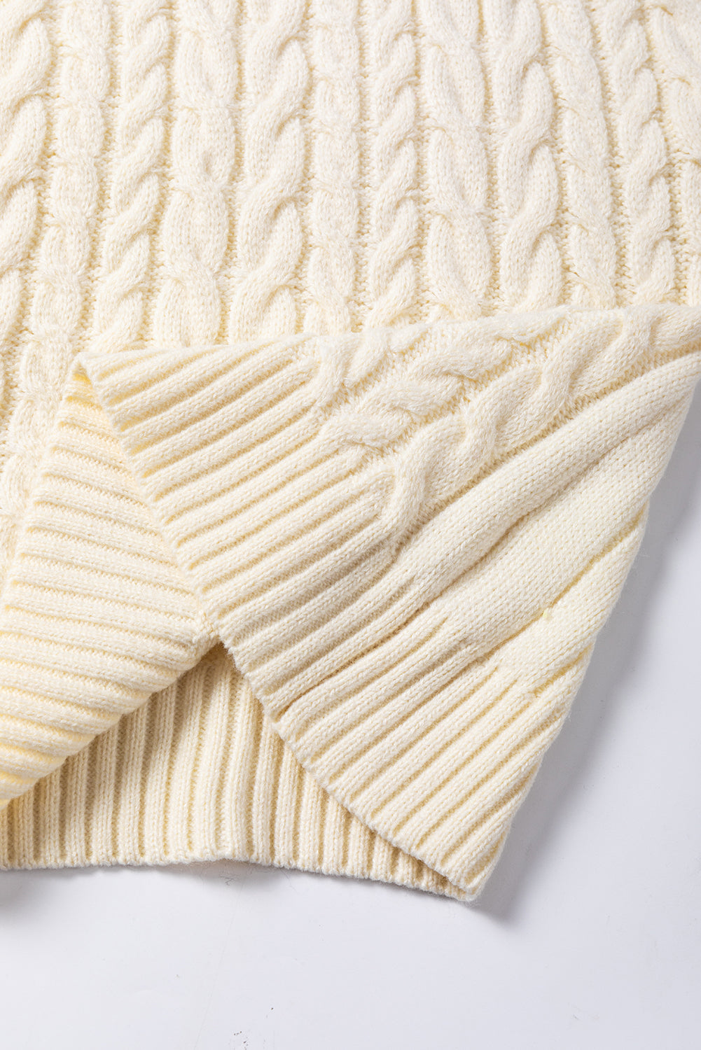 Oatmeal Cable Knit High Neck Sweater Vest - PrizQ