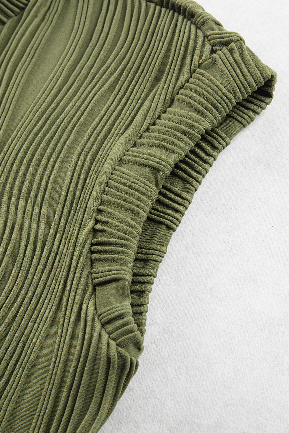 Black Wavy Texture Cap Sleeve Top - PrizQ