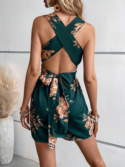 women's flowers print shorts jumpsuit - PrizQ
