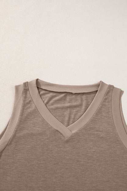 Zwarte gebreide V-hals Tanktop - PrizQ