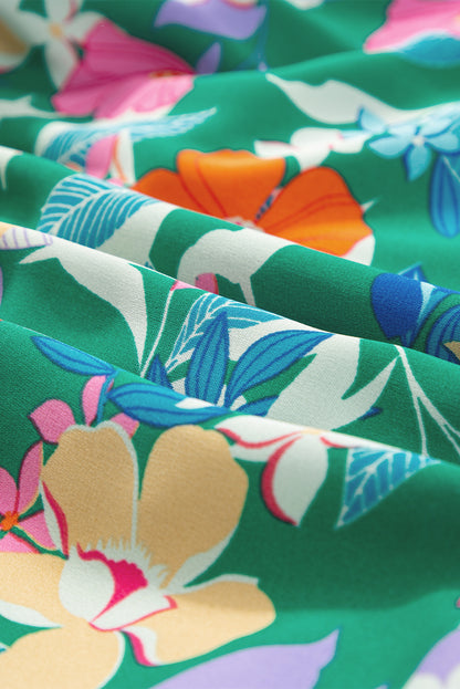 Roze mouwloze maxi-jurk met bloemenprint en ruches - PrizQ