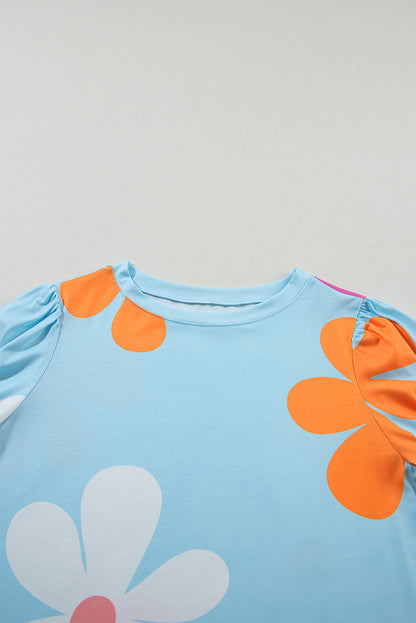 Zwarte Tee met bloemenprint - PrizQ