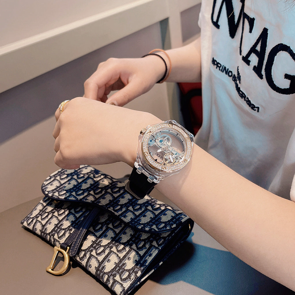 Trendy Dames Automatisch Skeleton Mechanisch Horloge – Stijl en Technologie in Één - PrizQ