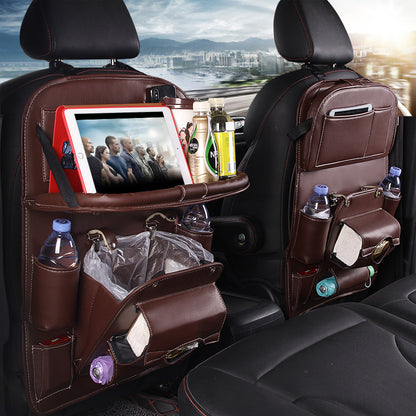 PU Leren Auto Organizer – Multifunctionele Waterdichte Stoelrug Organizer met Ophangbare Lade voor Auto-interieur - PrizQ
