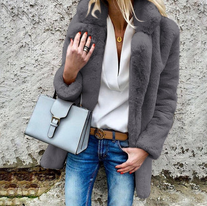 Nieuwe Herfst- en Winterjas voor Dames – Effen Kleur, Lange Mouwen en Revers Kraag - PrizQ