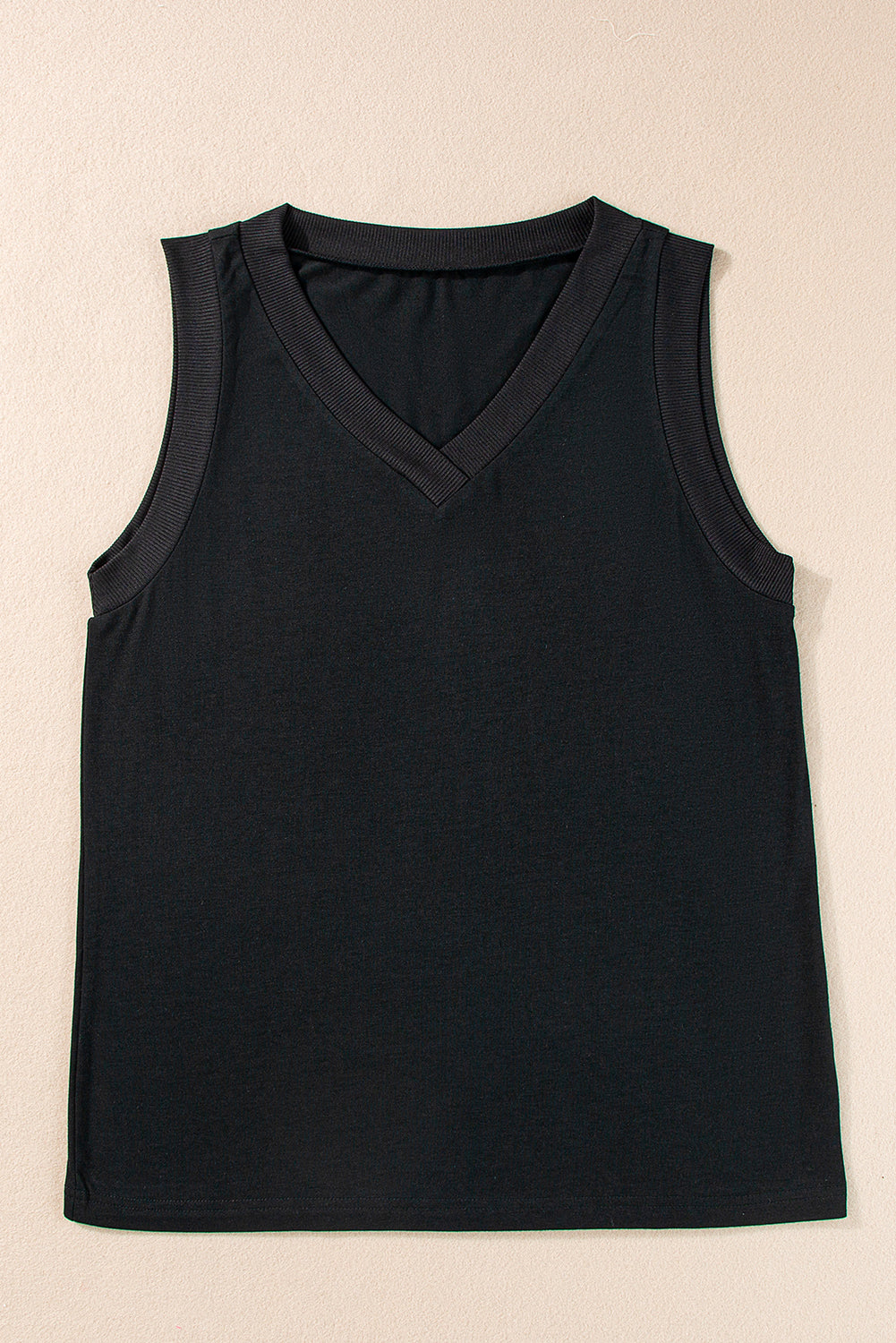 Zwarte gebreide V-hals Tanktop - PrizQ