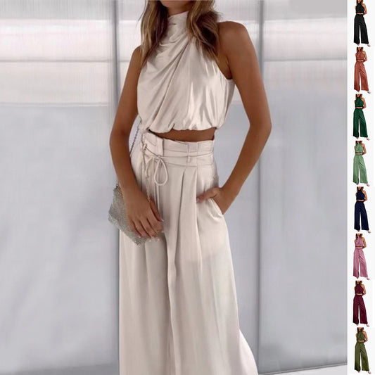Zomerset casual  buiktopje met broek en wijde pijpen 2-delig set - PrizQ