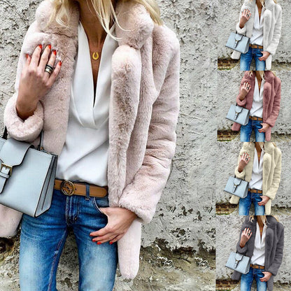 Nieuwe Herfst- en Winterjas voor Dames – Effen Kleur, Lange Mouwen en Revers Kraag - PrizQ