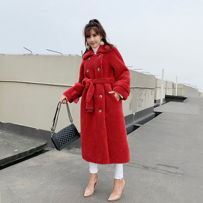 Luxe damesjas van schapenwol met grove nerf – Stijlvolle en warme leren jas voor herfst en winter - PrizQ