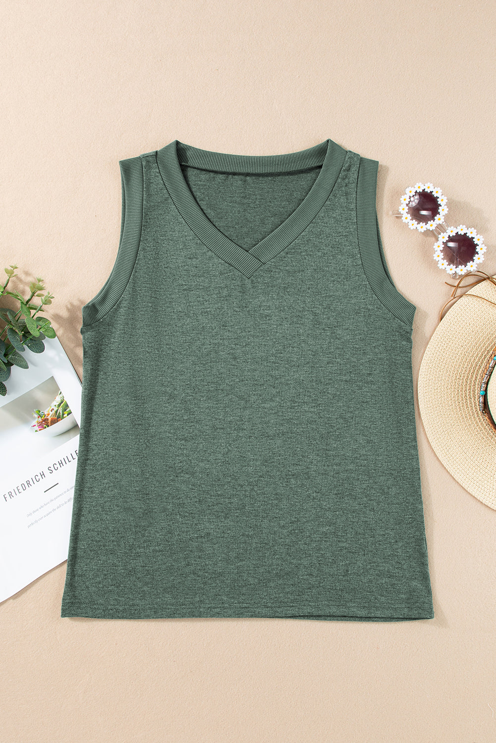 Zwarte gebreide V-hals Tanktop - PrizQ