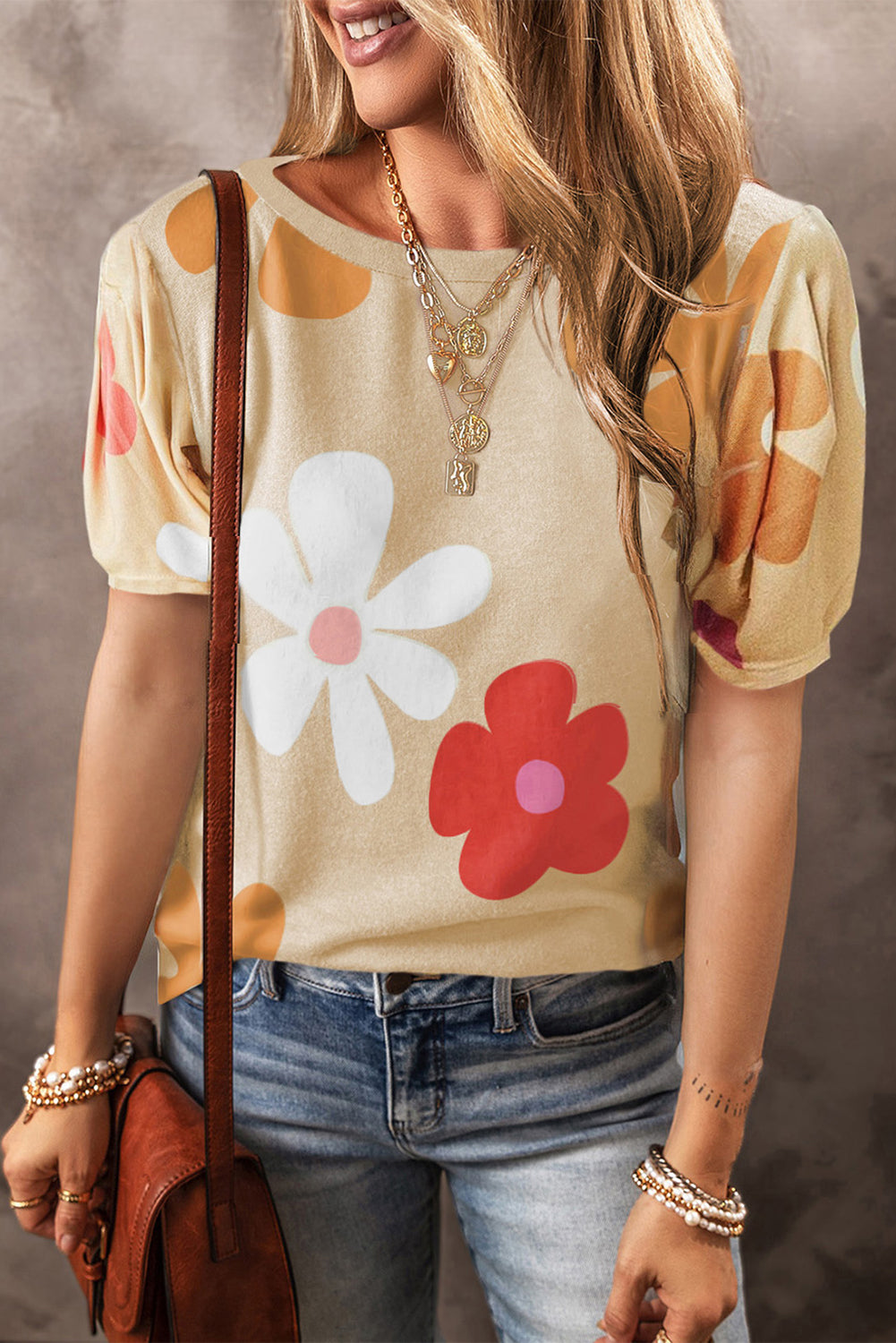 Zwarte Tee met bloemenprint - PrizQ