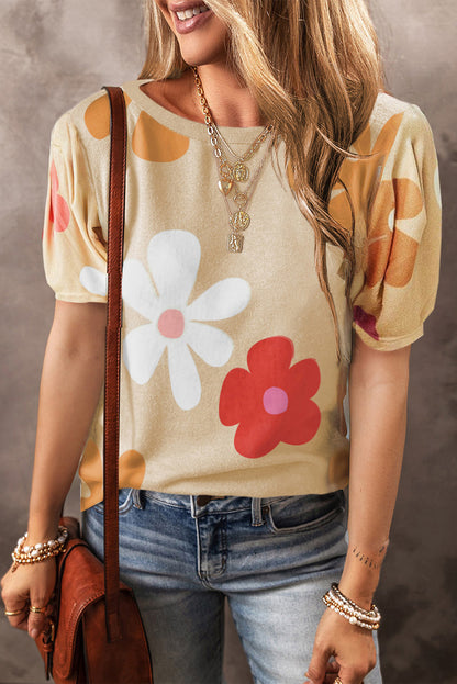 Zwarte Tee met bloemenprint - PrizQ