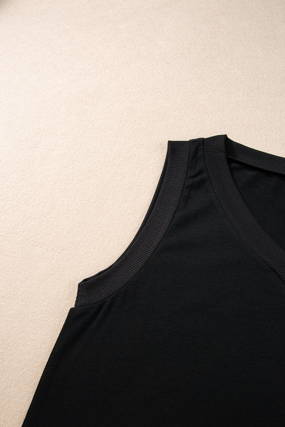 Zwarte gebreide V-hals Tanktop - PrizQ