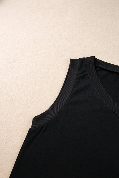 Zwarte gebreide V-hals Tanktop - PrizQ